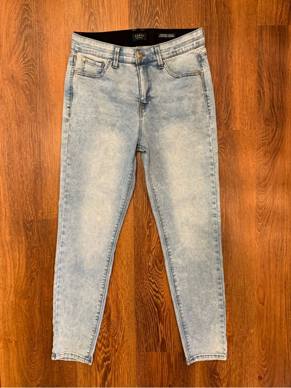 Curve Appeal Comfort Waist High-Rise Skinny Jeans Womens 8/29 Light Blue Stretch